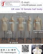 UK size 10 Female<br>Half body dress form 試身模特 打版人台 立體裁剪公仔
